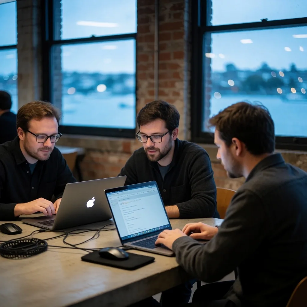 Developers collaborating in a Sydney co-working space
