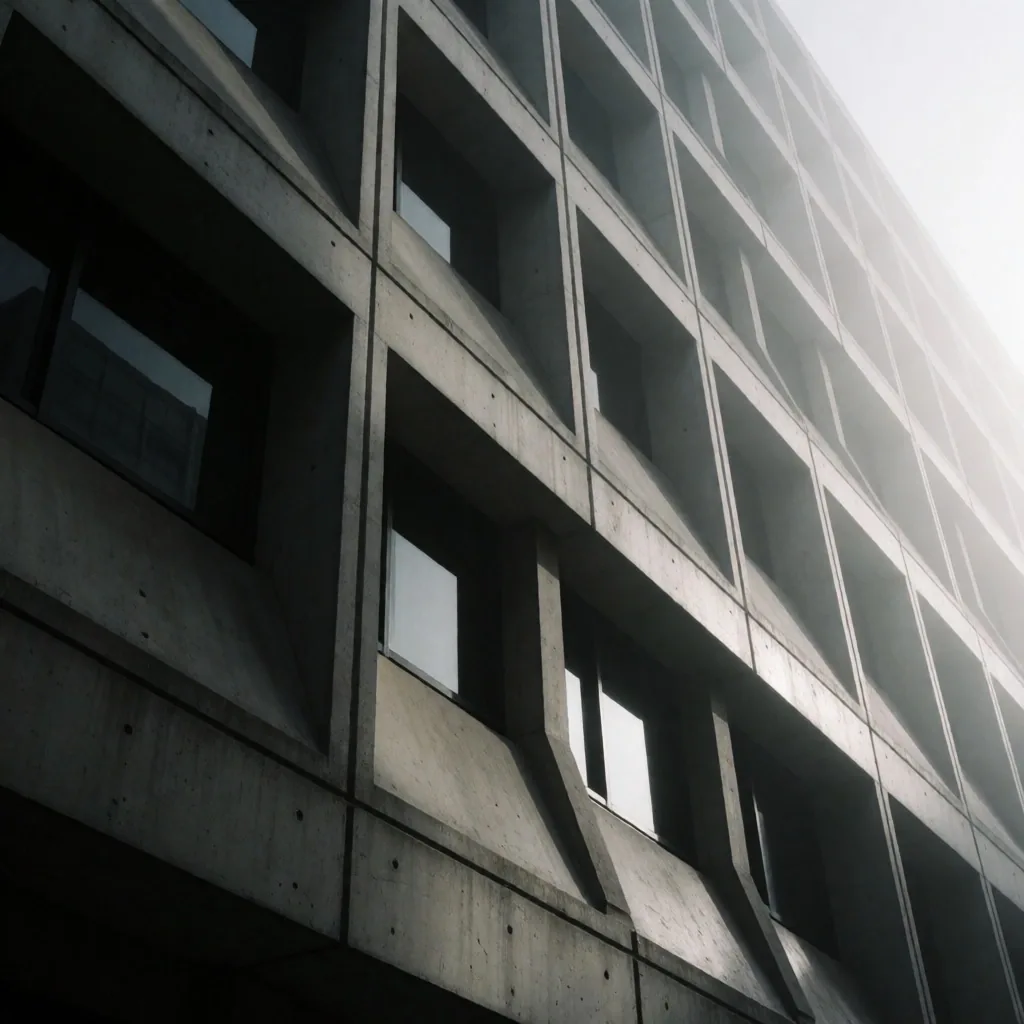 Sydney CBD brutalist architecture at dawn