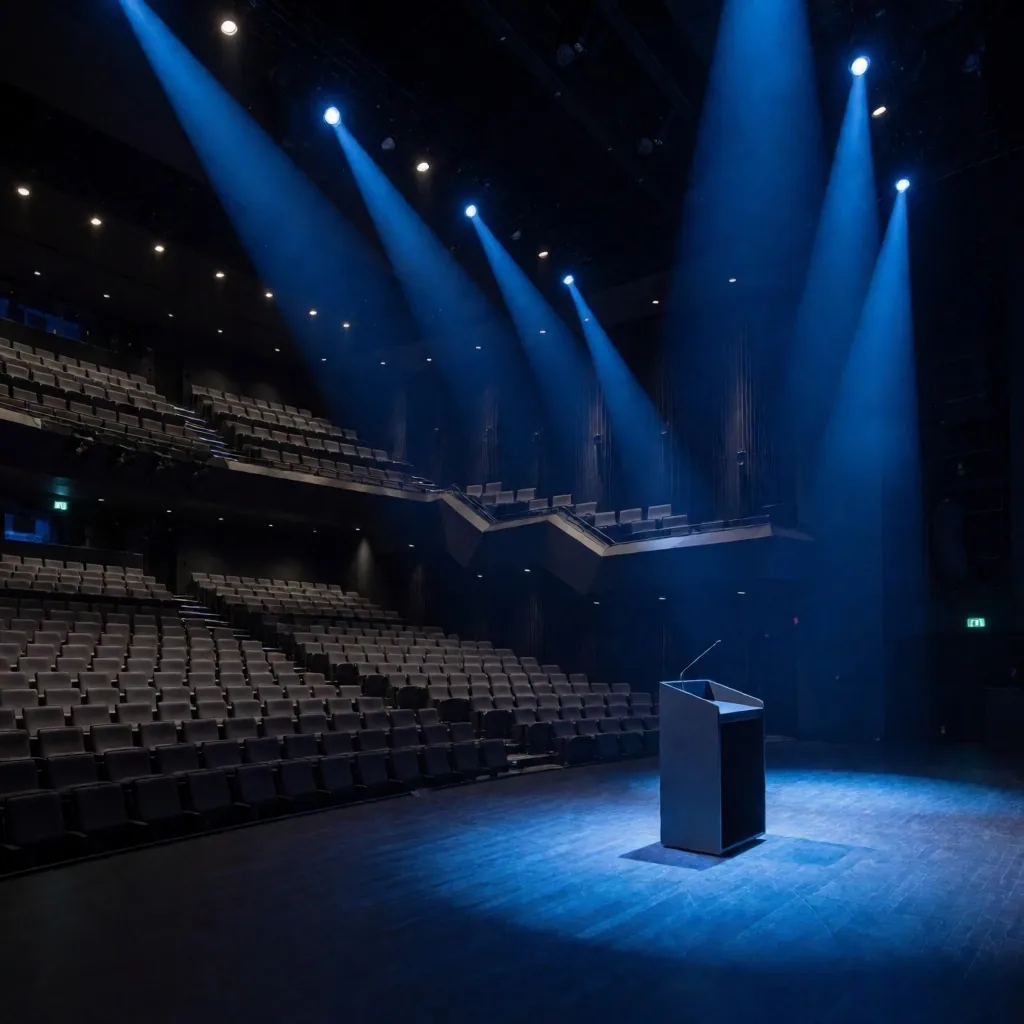Conference auditorium stage with spotlight